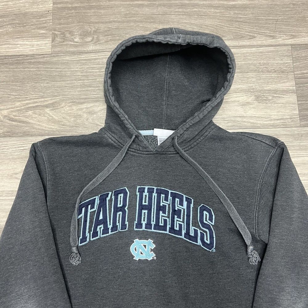 Vintage Majestic North Carolina Tar Heels Hoodie Sweatshirt Mens S Gray Spellout - Picture 2 of 7
